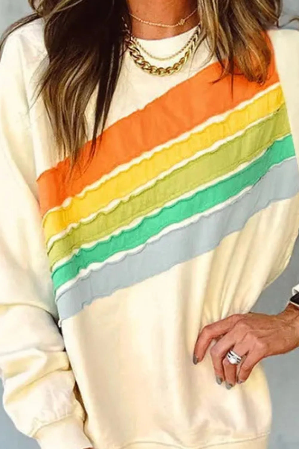 Contrast Round Neck Long Sleeve Sweatshirt (3)