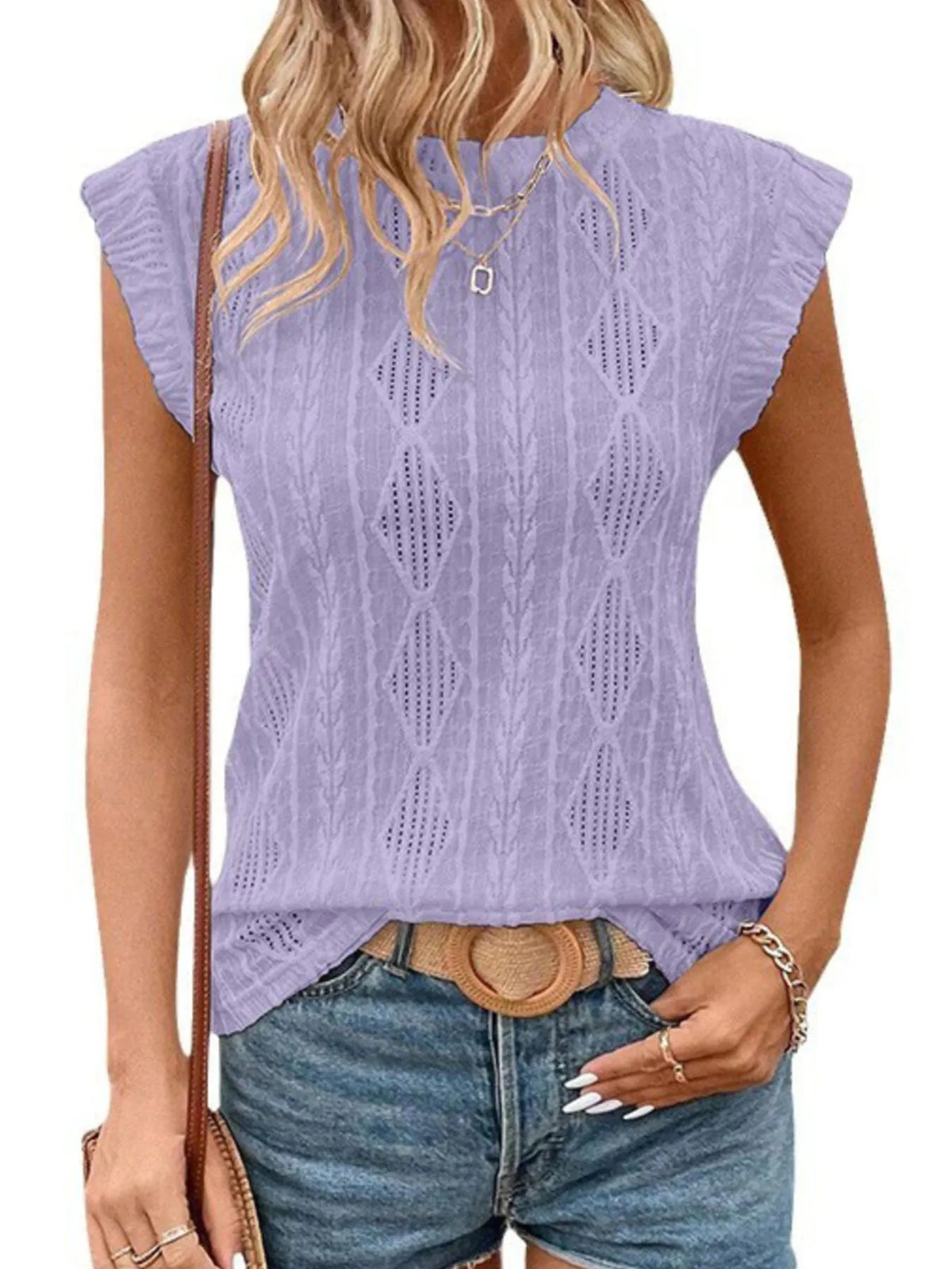 Openwork Round Neck Top (10)