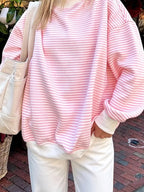 Oversized Striped Crew Neck Sweatshirt (7)