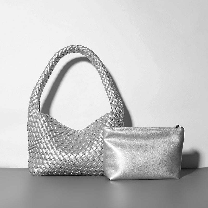 Handmade Shoulder Soft Leather Hand Carrying Woven Bag variant CJNS211339702BY