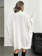 Oversized Batwing Sleeve Ribbed Knit Turtleneck Dress (16)