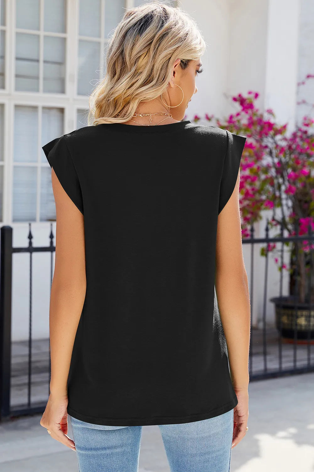 V-neck Cap Sleeve Tank (2)
