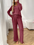 Ribbed Long Sleeve Top Pants Lounge Set (21)