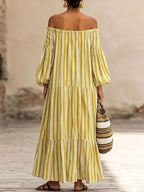 Off-shoulder Striped Maxi Dress (8)