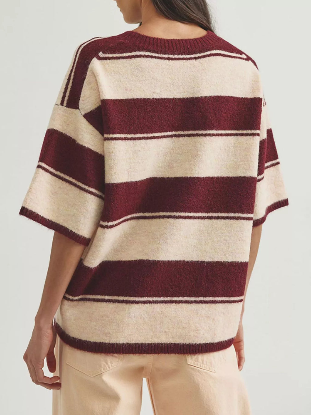 Striped Half Sleeve Sweater (4)