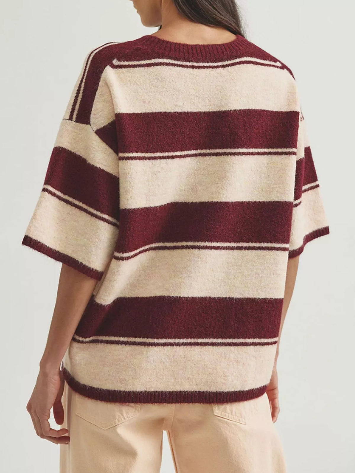 Striped Half Sleeve Sweater (4)