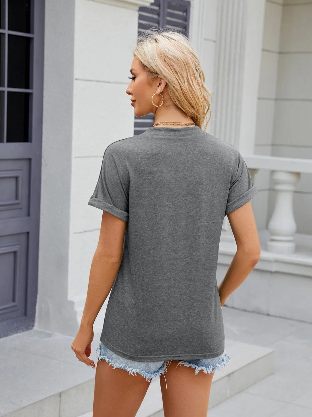 Notched Short Sleeve T-shirt (17)