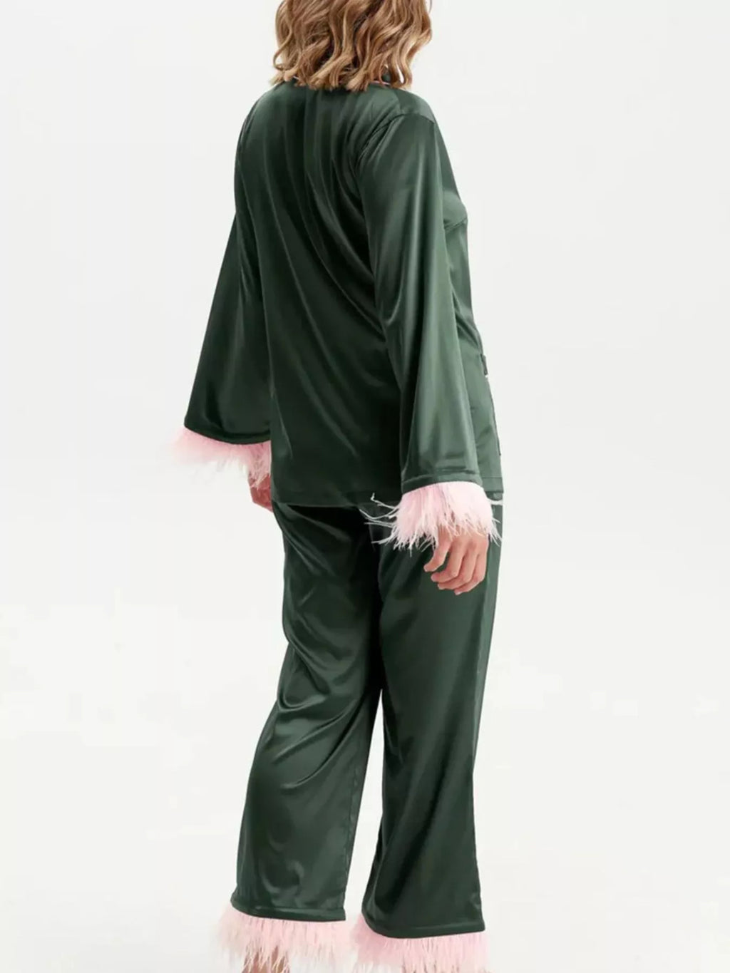 Silky Button Up Top Pants Lounge Set (21)