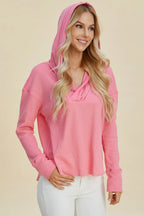 Full Size High-low Dropped Shoulder Long Sleeve Hoodie (4)