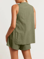 Full Size Button Up Top Shorts Set (16)