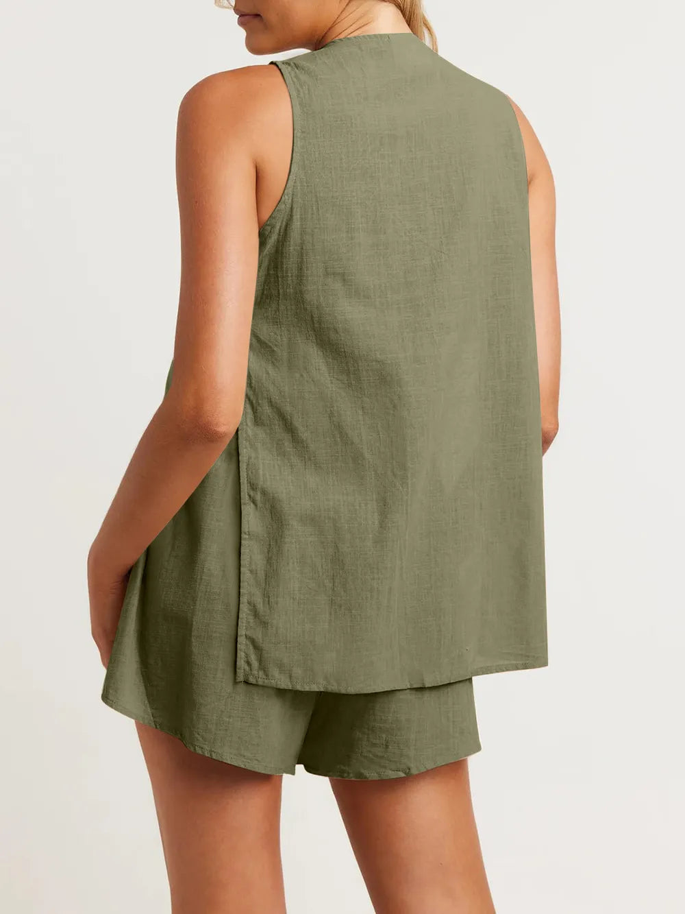 Full Size Button Up Top Shorts Set (16)