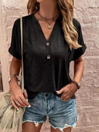 Full Size Notched T-shirt Rolled Sleeves Plus