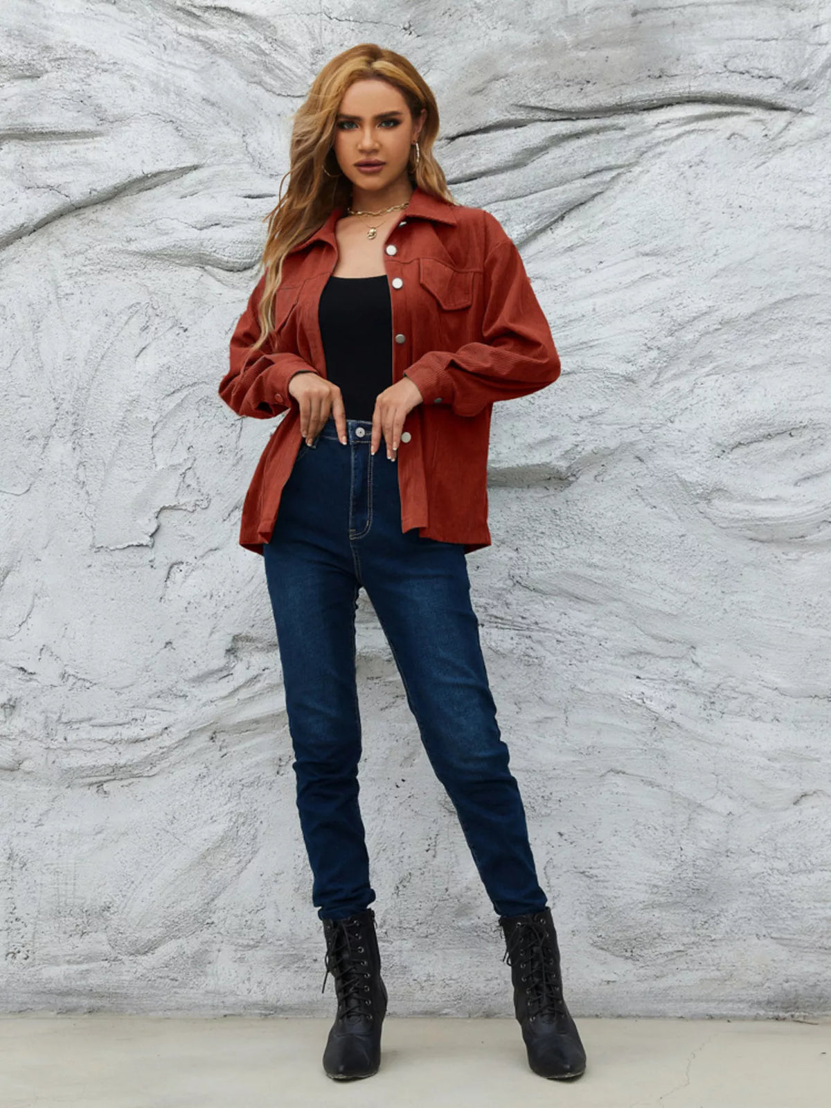 Casual Corduroy Button-down Jacket (4)