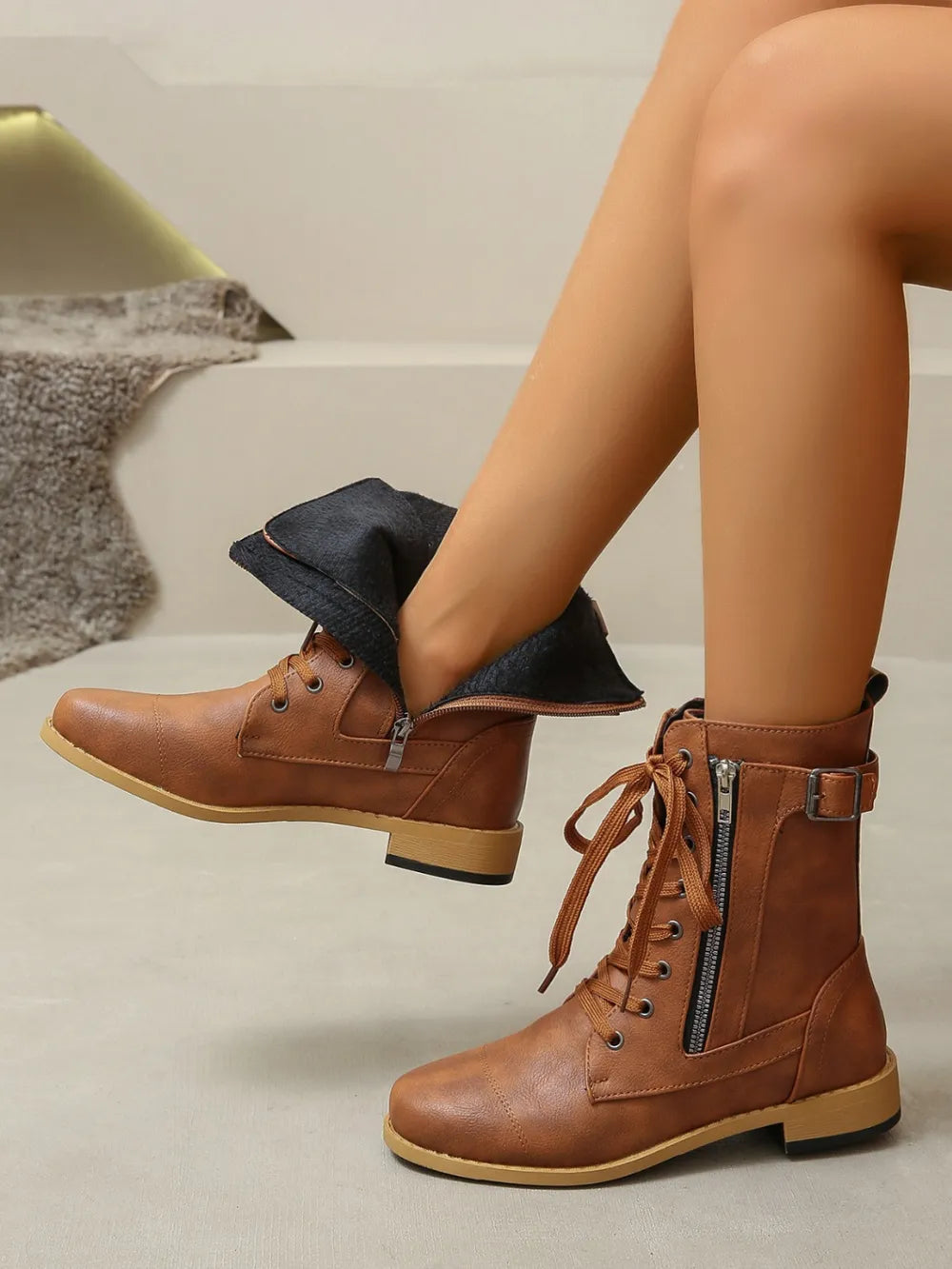 Pu Leather Lace-up Boots (4)