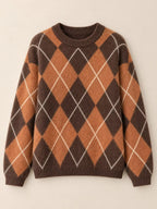 Argyle Pattern Fuzzy Knit Sweater (5)