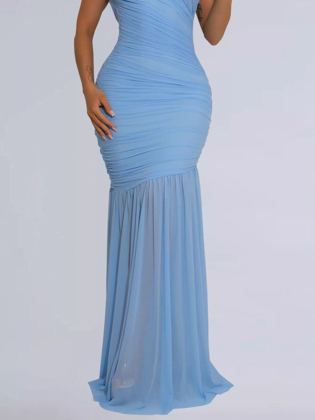One-shoulder Ruched Bodycon Maxi Dress (14)