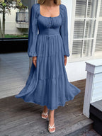 Tiered Balloon Sleeve Midi Dress (8)