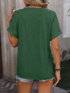 Notched Buttoned Short Sleeve T-shirt (12)