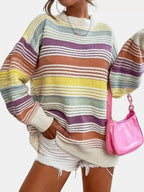Striped Knit Long Sleeve Sweater