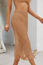 Fringe Openwork High Waist Swim Skirt (5)