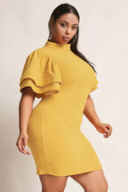High-neck Ruffled Short-sleeved Dress photo 3