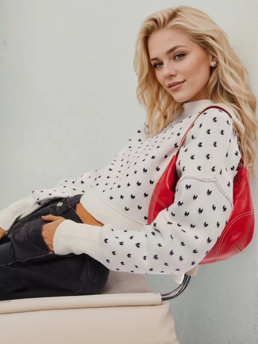 Slit Round Neck Long Sleeve Sweater (8)