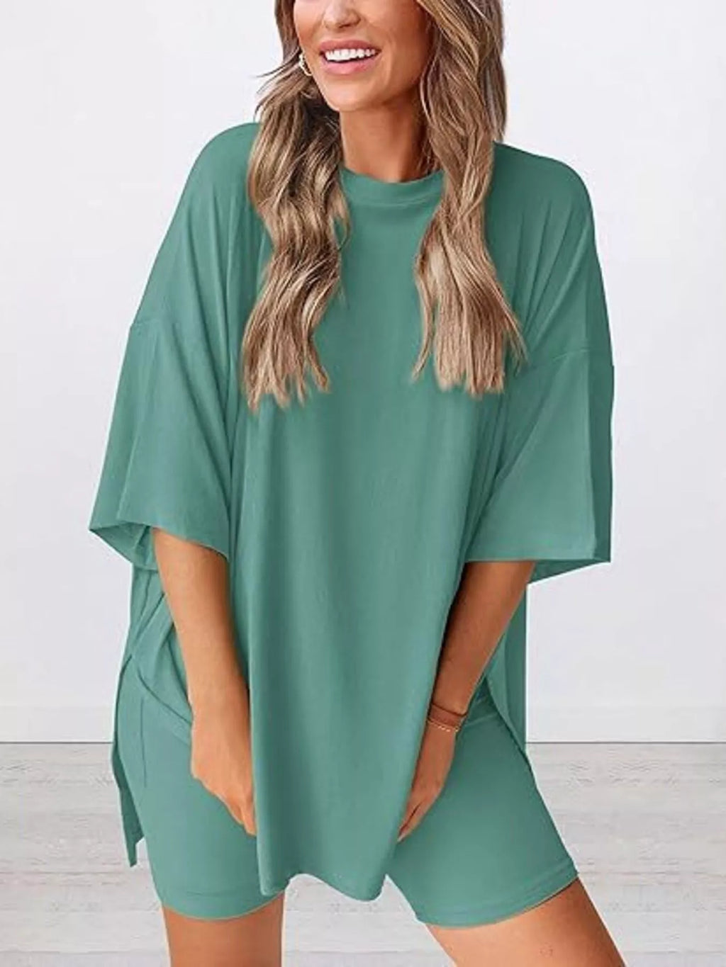 Full Size Half Sleeve T-shirt Shorts Set Plus (20)