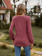 Round Neck Button-down Long Sleeve Tee (16)