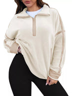 Half Zip Dropped Shoulder Sweatshirt (20)