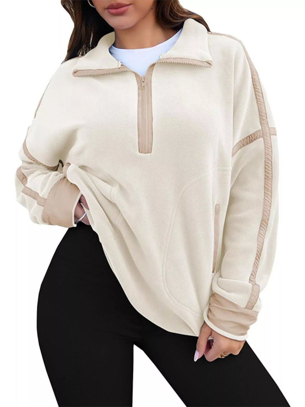 Half Zip Dropped Shoulder Sweatshirt (20)