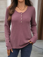 Waffle Knit Long Sleeve T-shirt (5)