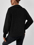 Half Zip Dropped Shoulder Sweater (9)