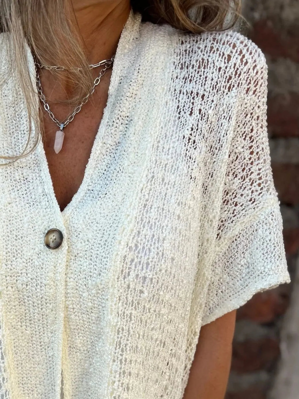 Full Size One Button Openwork Cardigan Plus (13)
