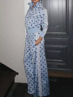 Polka Dot Side Striped Outerwear Pants Set (8)