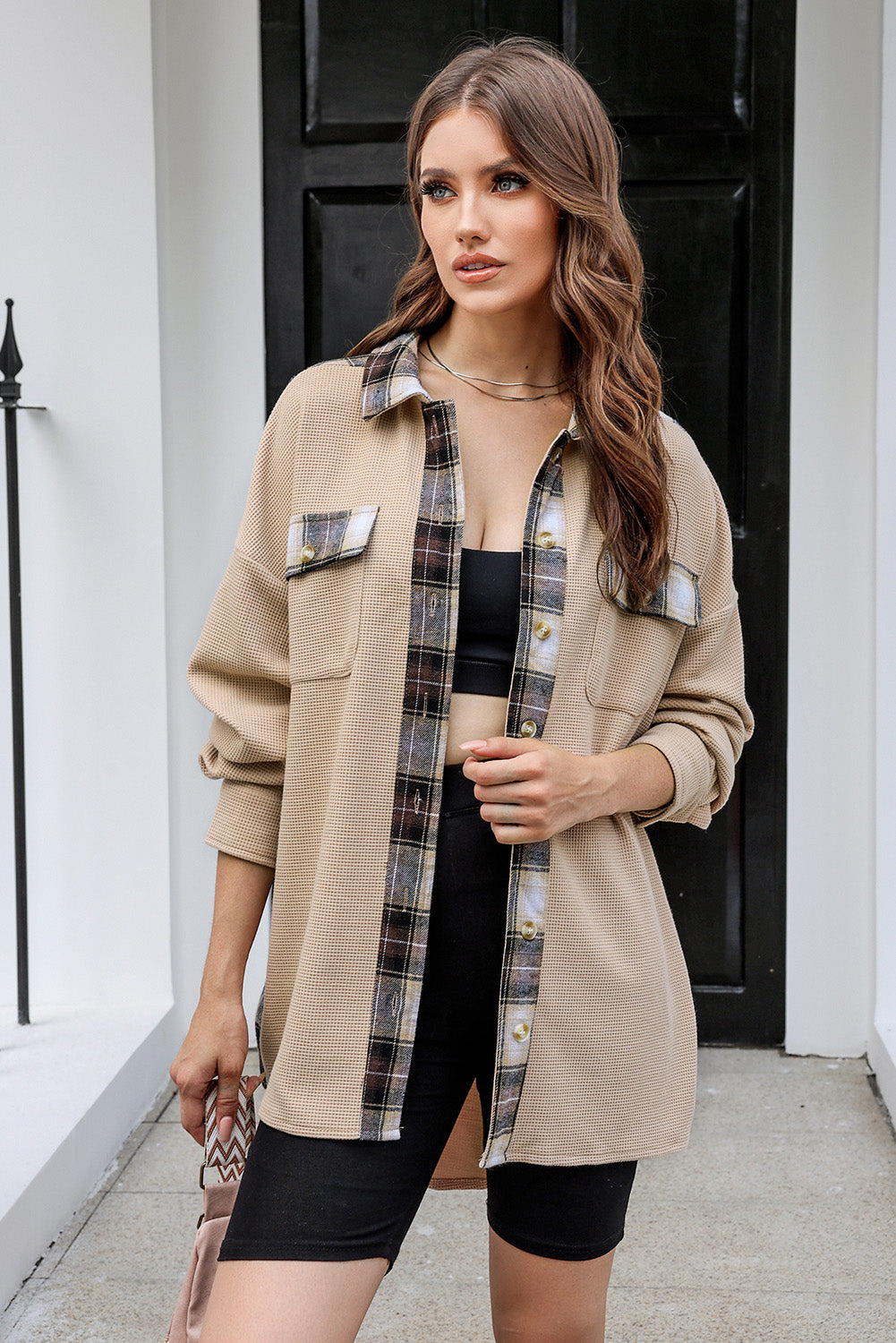 Plaid Button Down Collared Jacket (4)