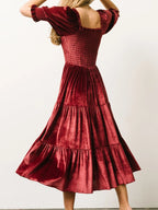 Smocked Half Sleeve Tiered Midi Dress (12)