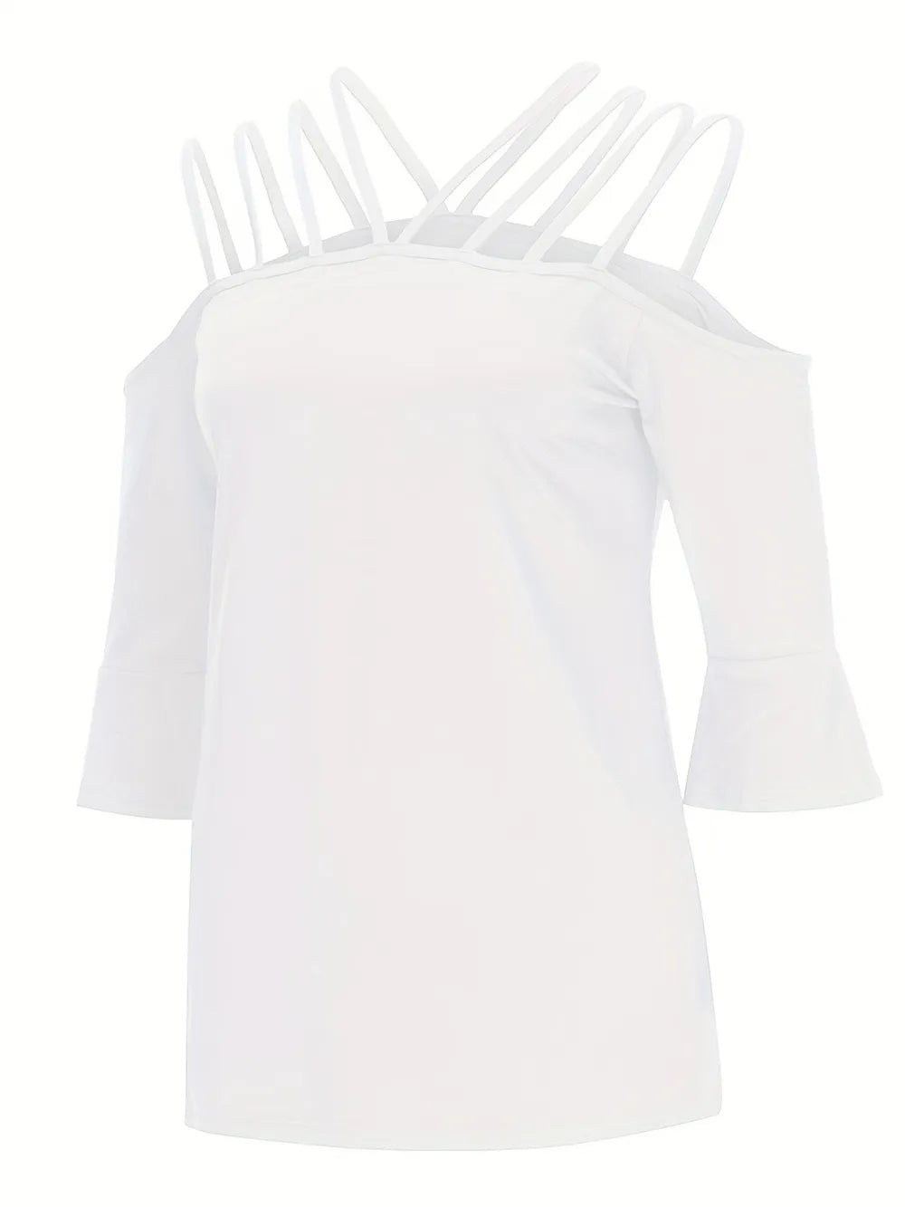 Full Size Cold Shoulder Three-quarter Sleeve Blouse (3)