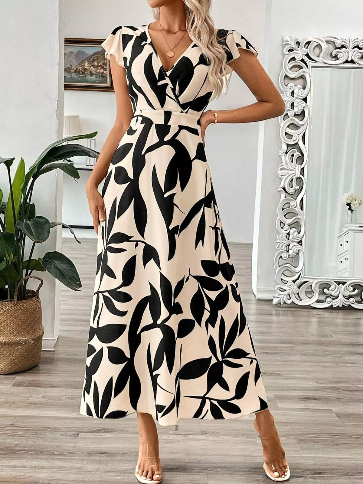 Surplice Cap Sleeve Midi Dress (12)