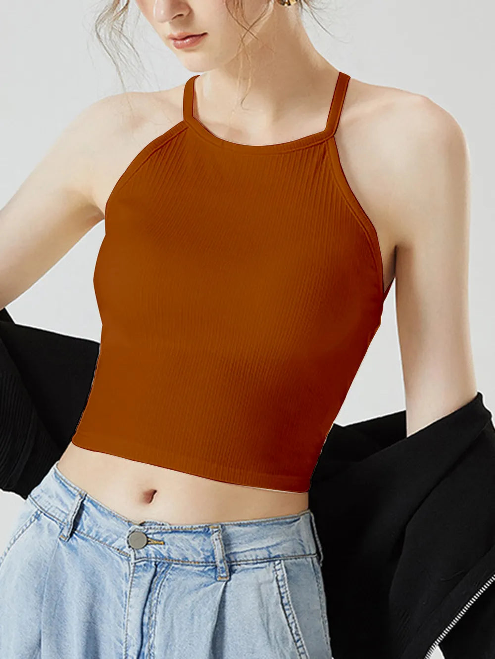 Grecian Neck Cropped Tank Chest Pads (16)
