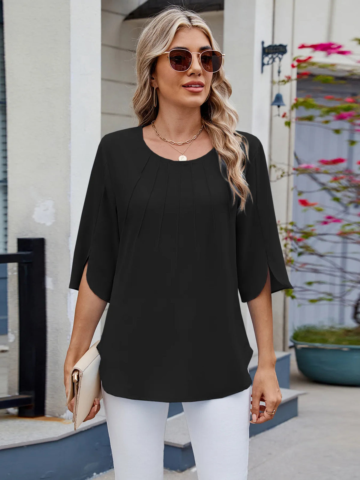 Round Neck Half Sleeve Blouse (8)