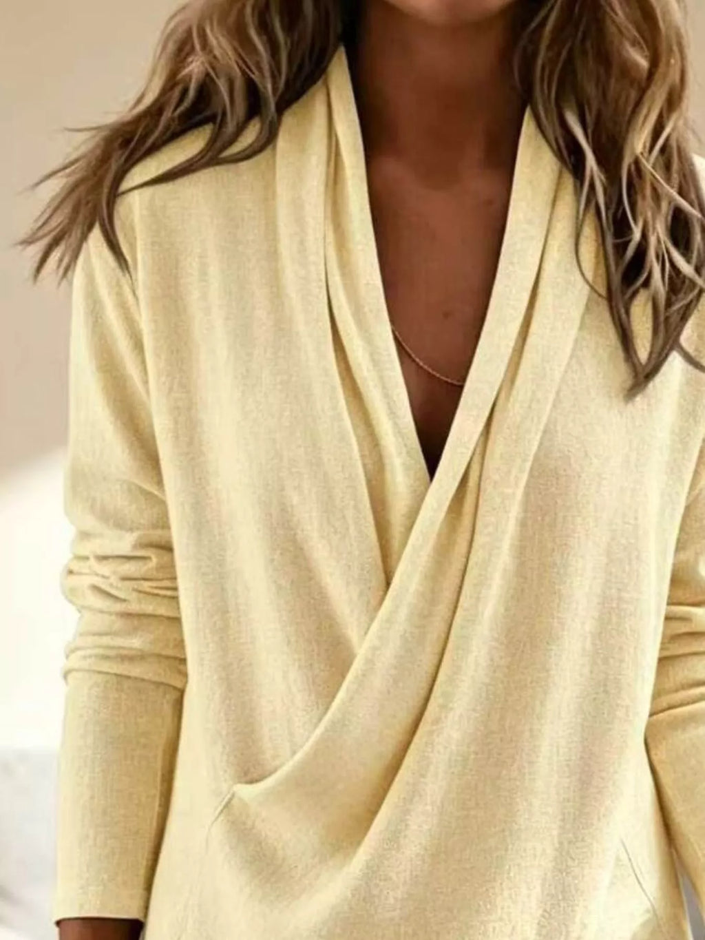 Full Size Wrap-front Long Sleeve Blouse Plus (12)