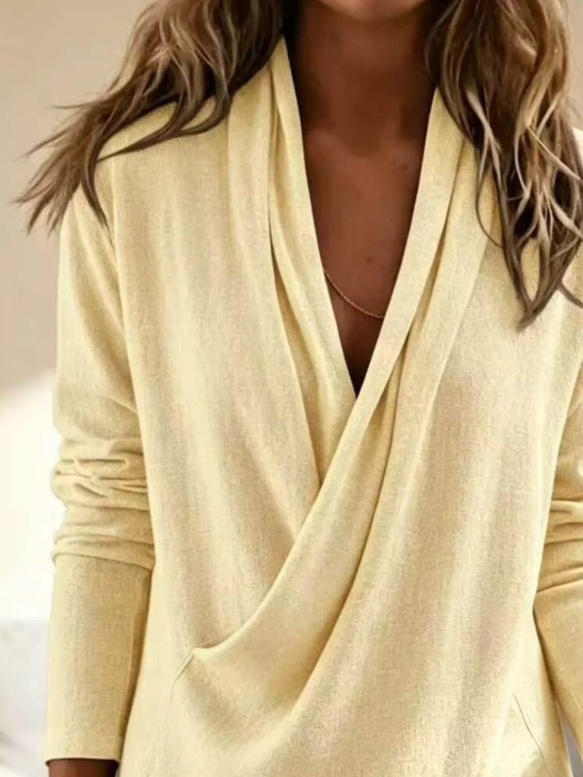Full Size Wrap-front Long Sleeve Blouse Plus (12)