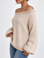 Striped Knit Boat Neck Sweater (22)