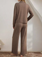Button-down Top Wide-leg Pants Lounge Set (4)