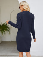 Cable-knit V-neck Mini Sweater Dress (6)