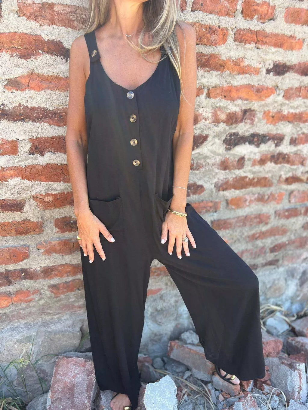 Full Size Button-front Wide Leg Jumpsuit Plus (8)
