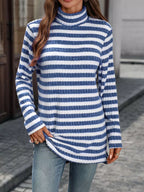 Striped Turtleneck Long Sleeve Knit Top (6)