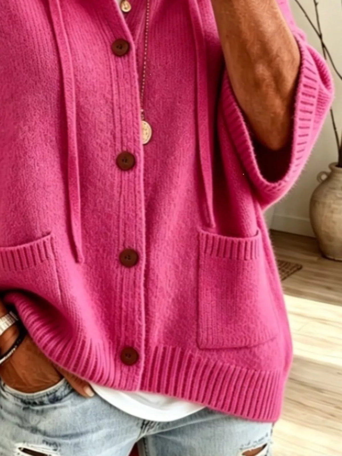 Hooded Button-down Knit Cardigan (15)
