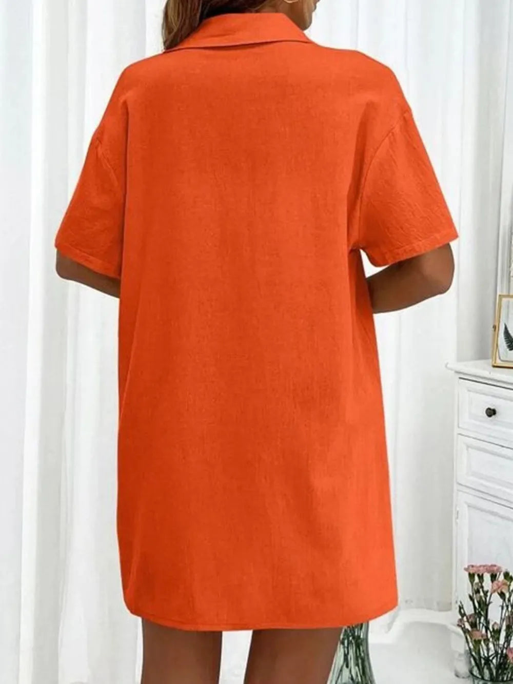 Button Up Shirt Drawstring Shorts Set (15)
