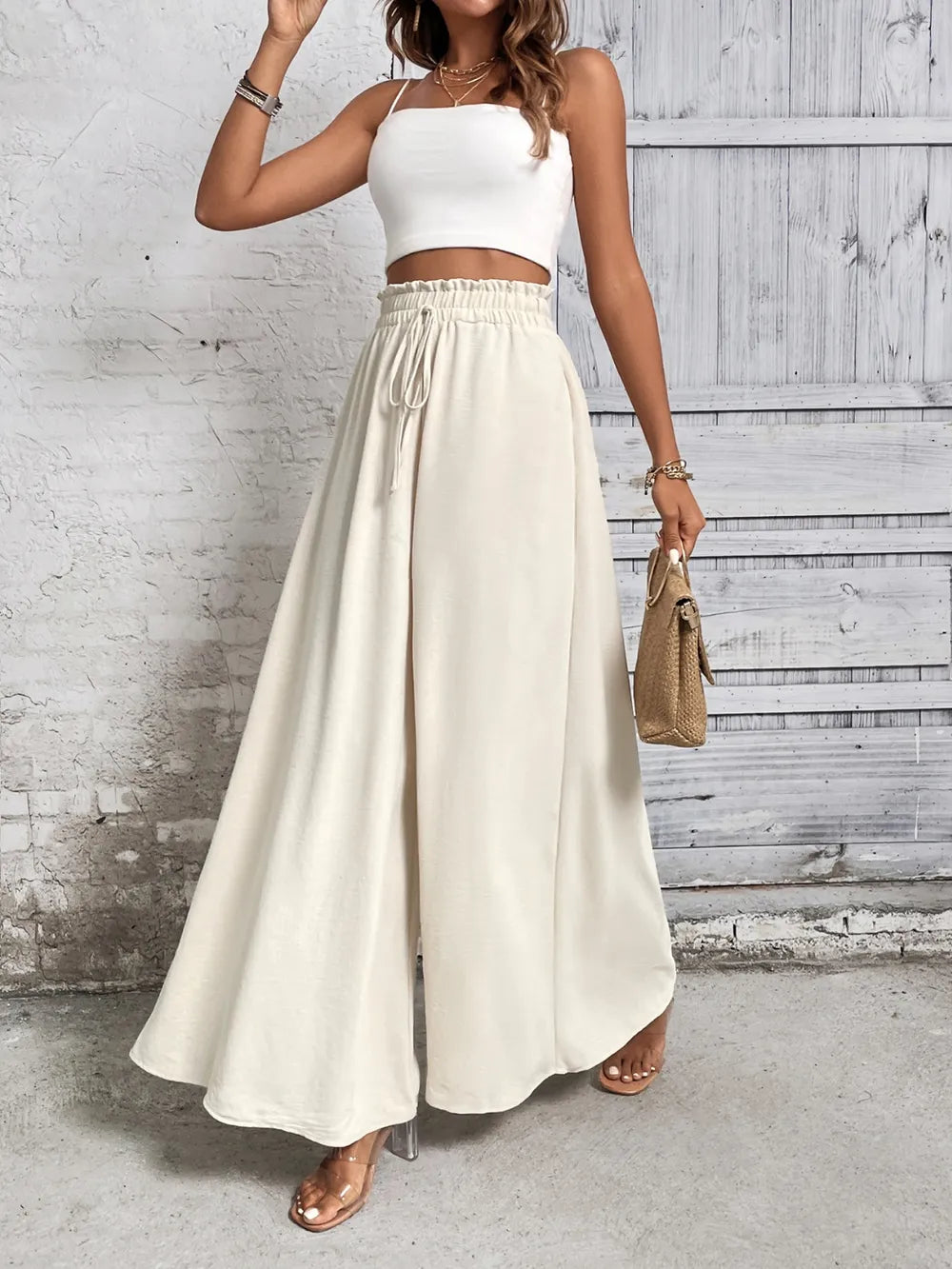 Tied High Waist Wide Leg Pants (3)